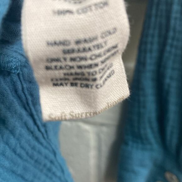 Soft Surroundings women’s size 2X plus size blue cotton button down shirt top - Picture 4 of 5